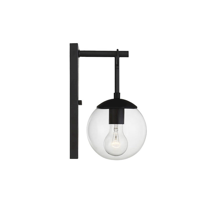 Savoy House 1-Light 11" Outdoor Wall Lantern, Matte Black/Seeded