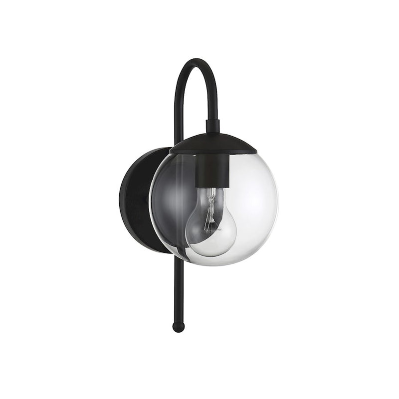 Meridian Farmhouse 1 Light 13" Outdoor Wall Lantern, Black/Clear