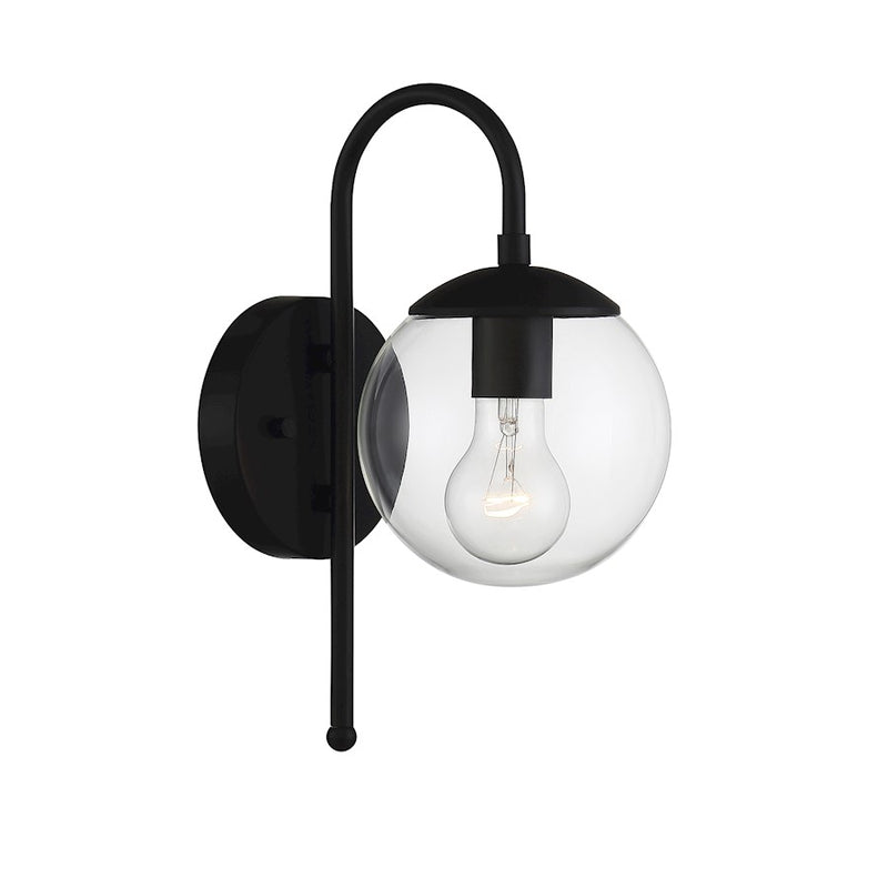 Meridian Farmhouse 1 Light 13" Outdoor Wall Lantern, Black/Clear