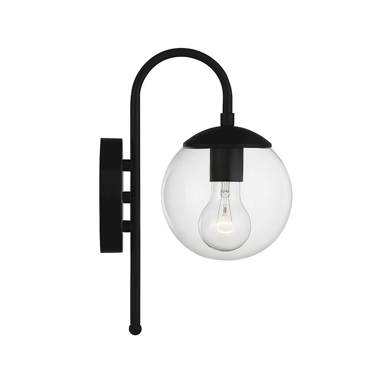 Meridian Farmhouse 1 Light 13" Outdoor Wall Lantern, Black/Clear