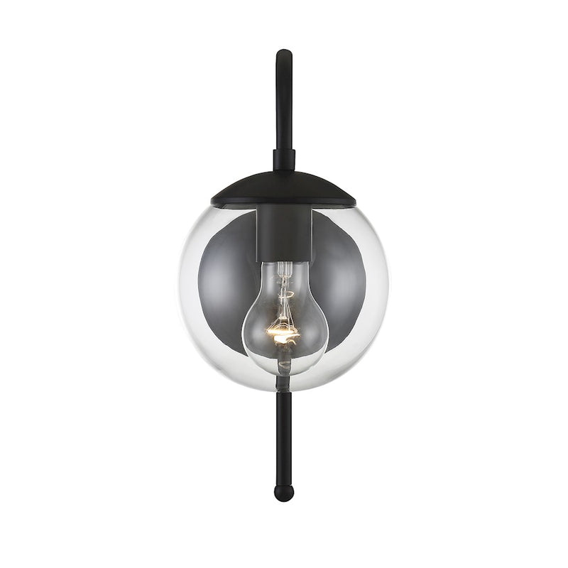 Meridian Farmhouse 1 Light 13" Outdoor Wall Lantern, Black/Clear