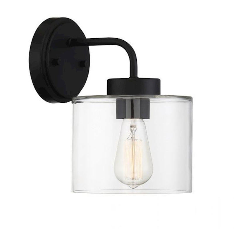 Meridian Modern 1 Light 10.5" Outdoor Wall Lantern, Matte Black/Clear