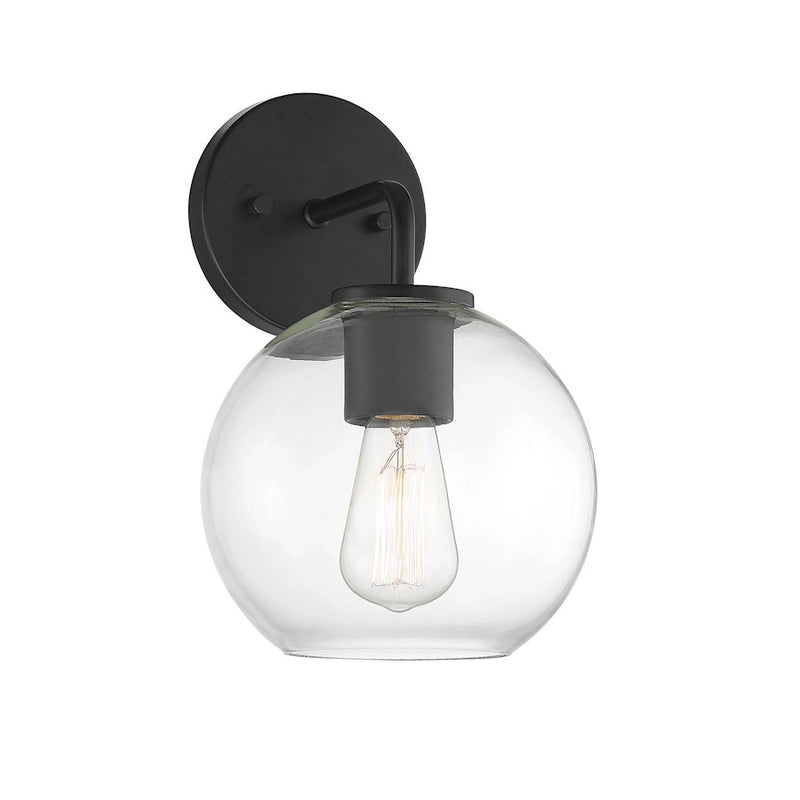 Meridian Modern 1 Light 12" Outdoor Wall Lantern, Matte Black/Clear