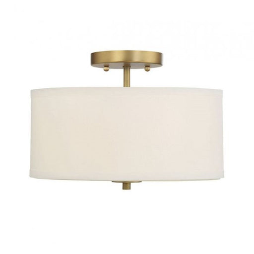 Savoy House 2-Light 10" Ceiling Light, Natural Brass/White Fabric - M60008NB