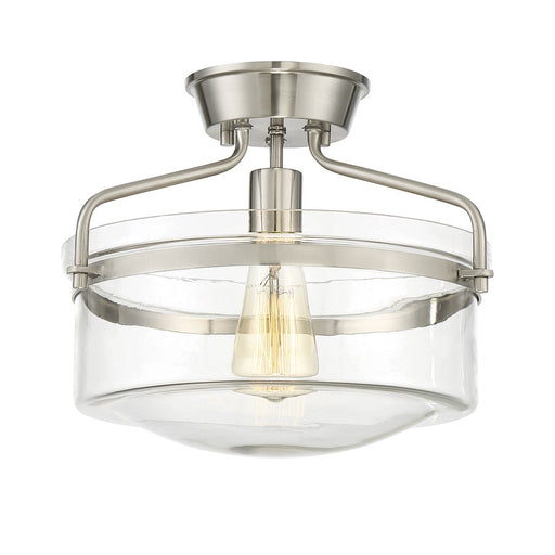 Savoy House 1-Light 11" Ceiling Light, Brushed Nickel/Clear - M60011BN