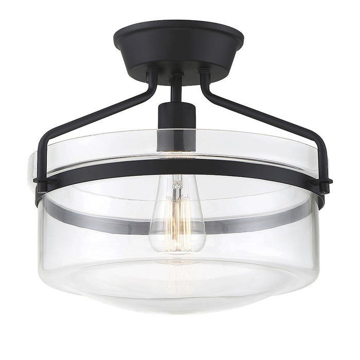 Savoy House 1-Light 13" Ceiling Light, Matte Black/Clear - M60011MBK