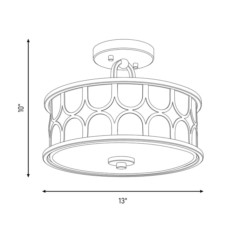 Meridian Mid-Century Modern 2 Light Semi Flush Mount