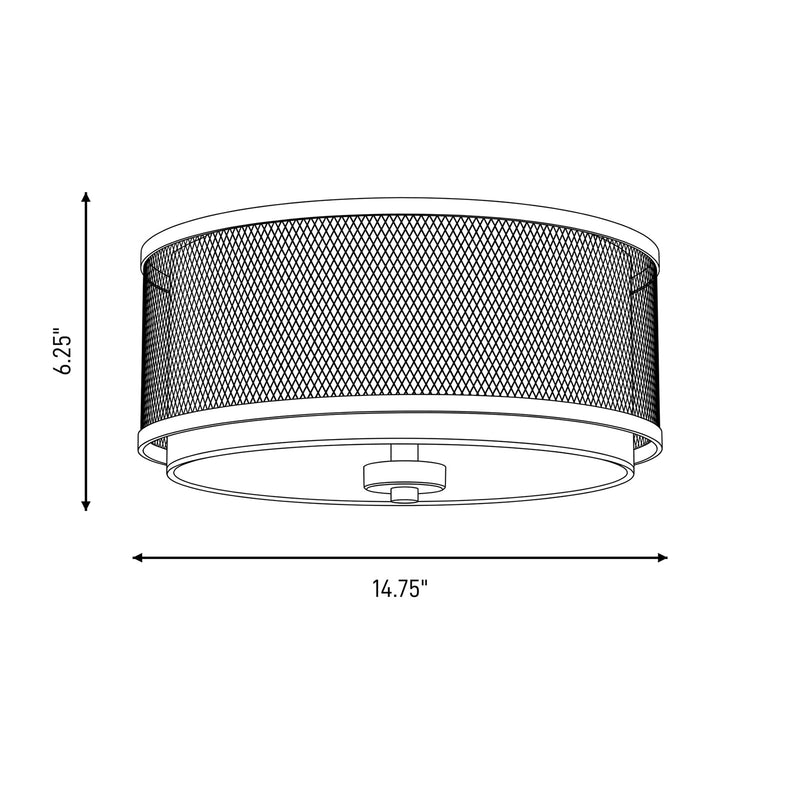 Meridian Industrial 3 Light 6" Flush Mount, Natural Brass