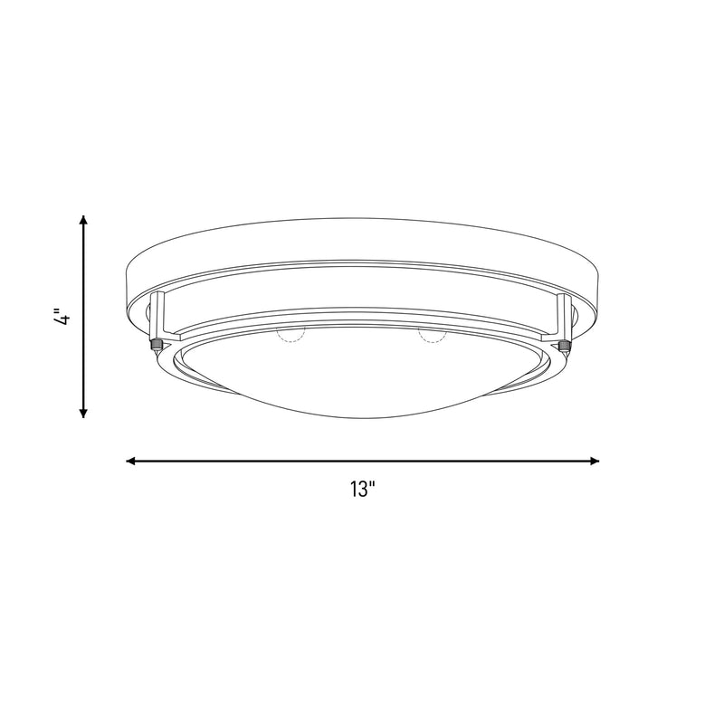 Meridian Modern 2 Light Flush Mount, Natural Brass/White