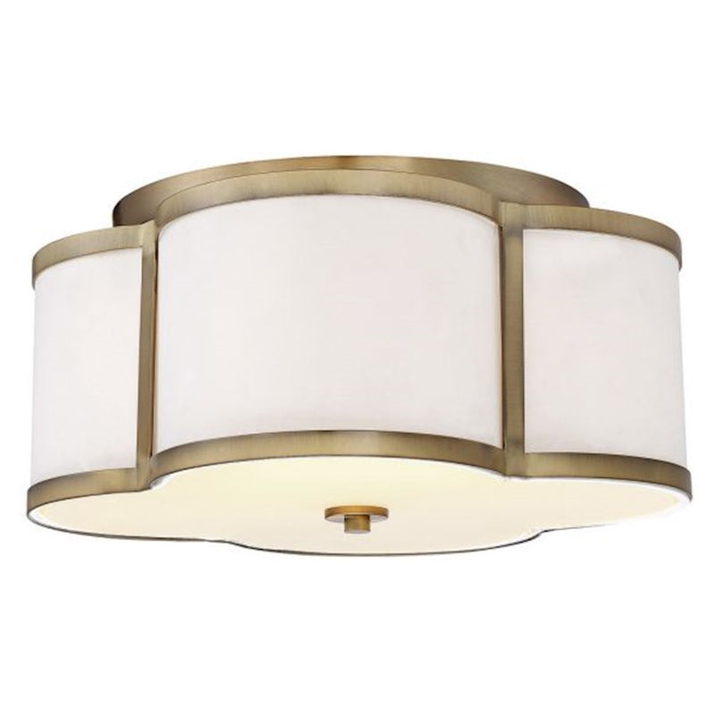 Meridian Industrial 3 Light 8" Flush Mount, Natural Brass