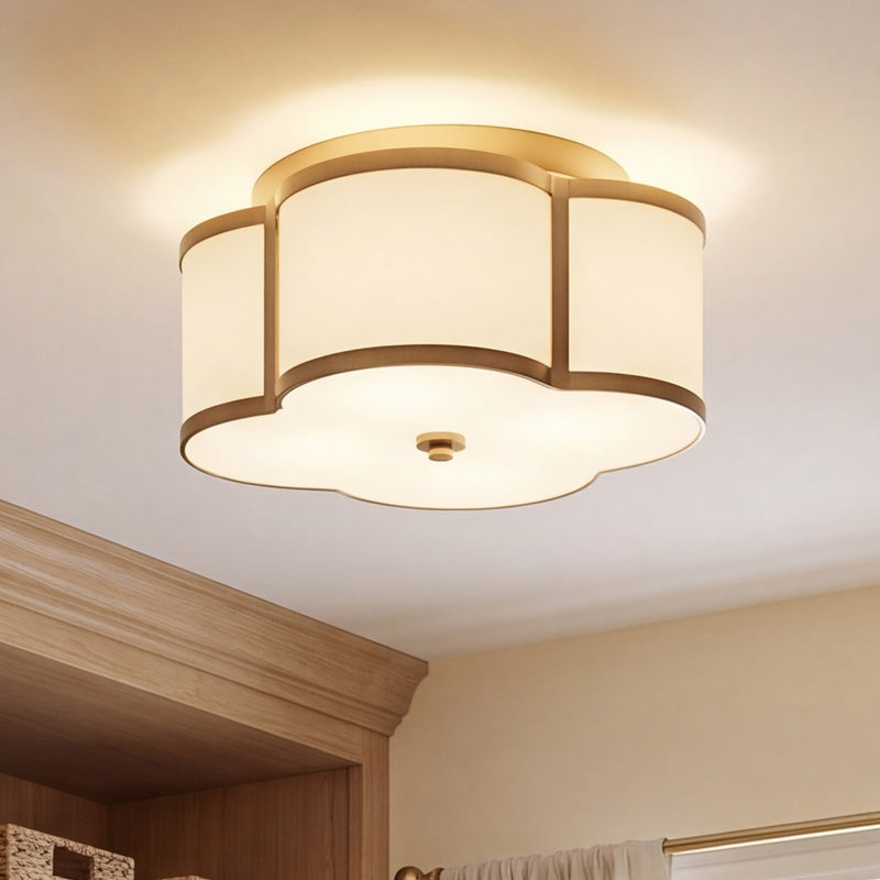 Meridian Industrial 3 Light 8" Flush Mount, Natural Brass