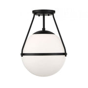 Savoy House 1-Light 13" Ceiling Light, Matte Black/Opal - M60054MBK