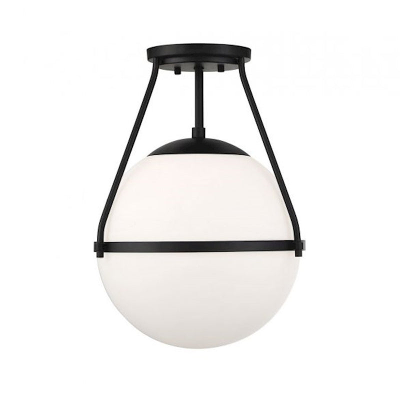Savoy House 1-Light 13" Ceiling Light, Matte Black/Opal