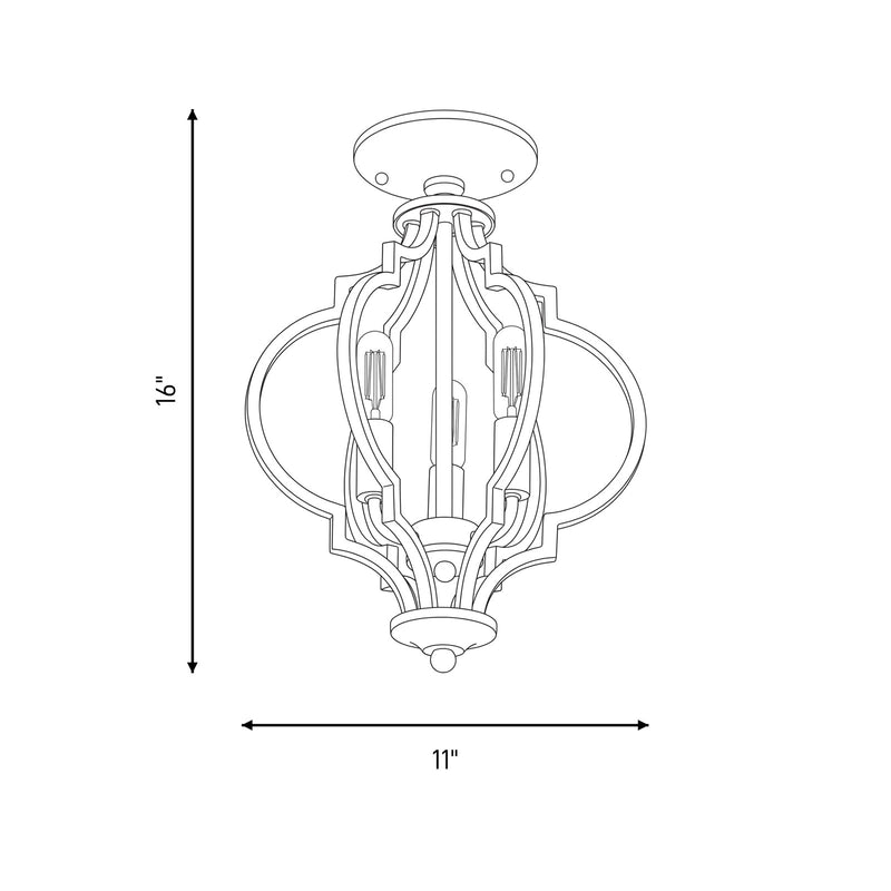 Meridian Transitional 3 Light Convertible Semi Flush Mount