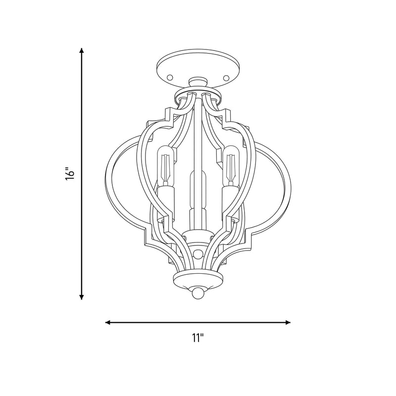 Meridian Transitional 3 Light Convertible Semi Flush Mount