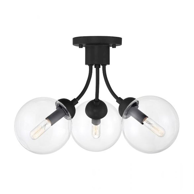 Meridian Mid-Century Modern 3 Light Semi Flush Mount