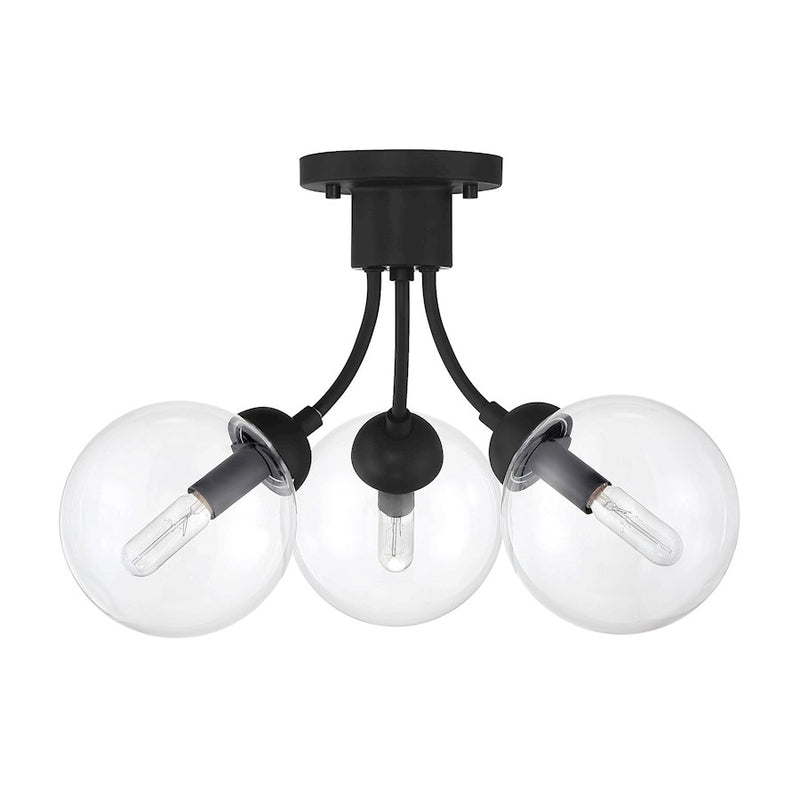 Meridian Mid-Century Modern 3 Light Semi Flush Mount