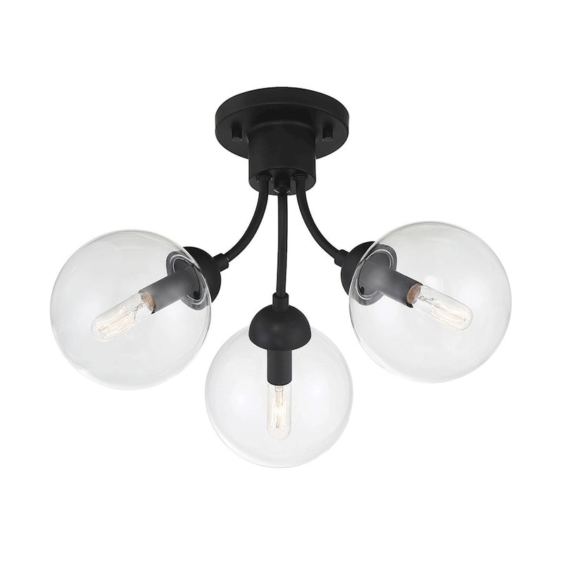 Meridian Mid-Century Modern 3 Light Semi Flush Mount