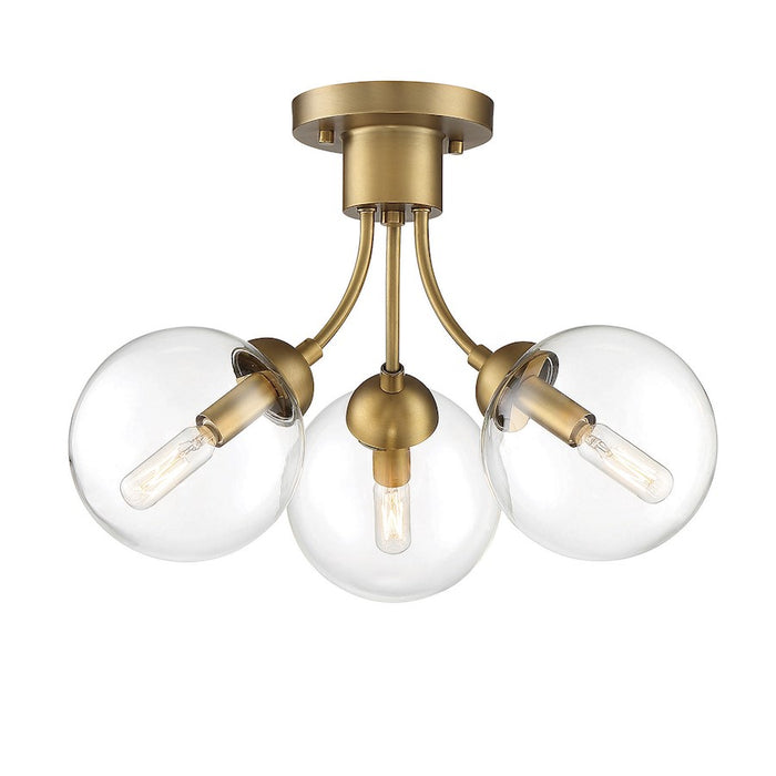 Meridian Mid-Century Modern 3 Light Semi Flush Mount