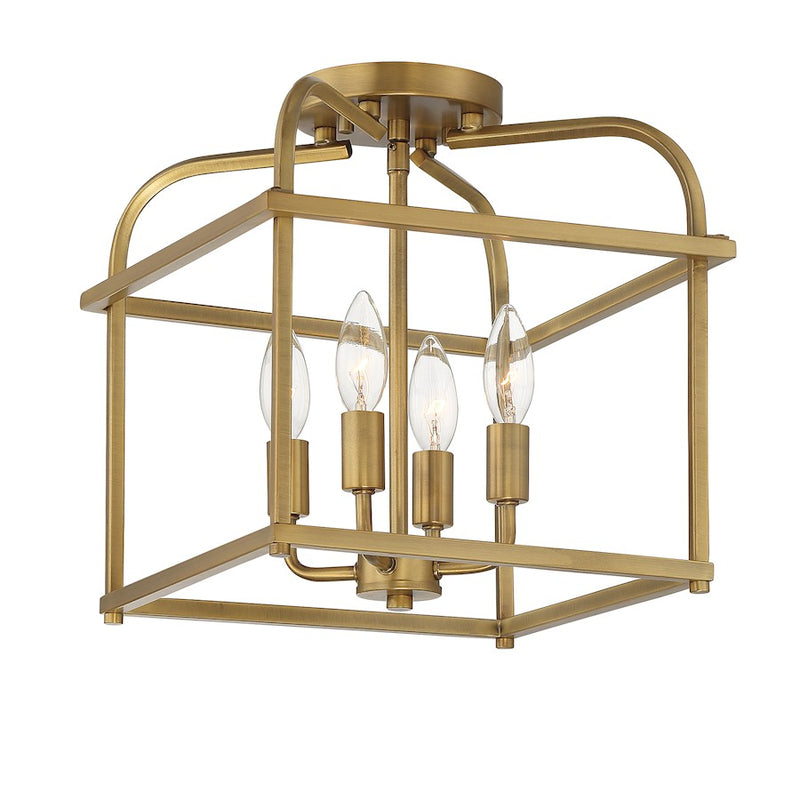 Savoy House 4-Light Ceiling Light, Natural Brass
