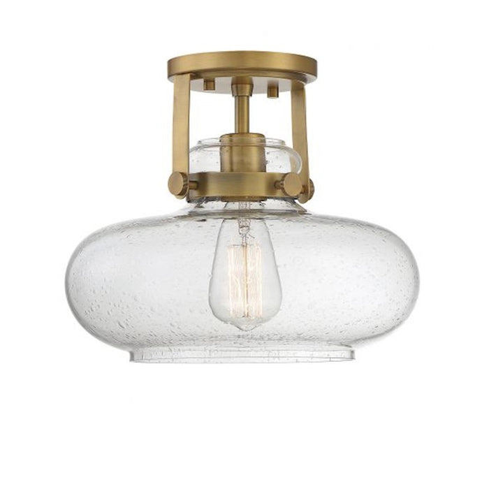 Savoy House 1-Light 10" Ceiling Light, Natural Brass/Seeded Glass - M60064NB