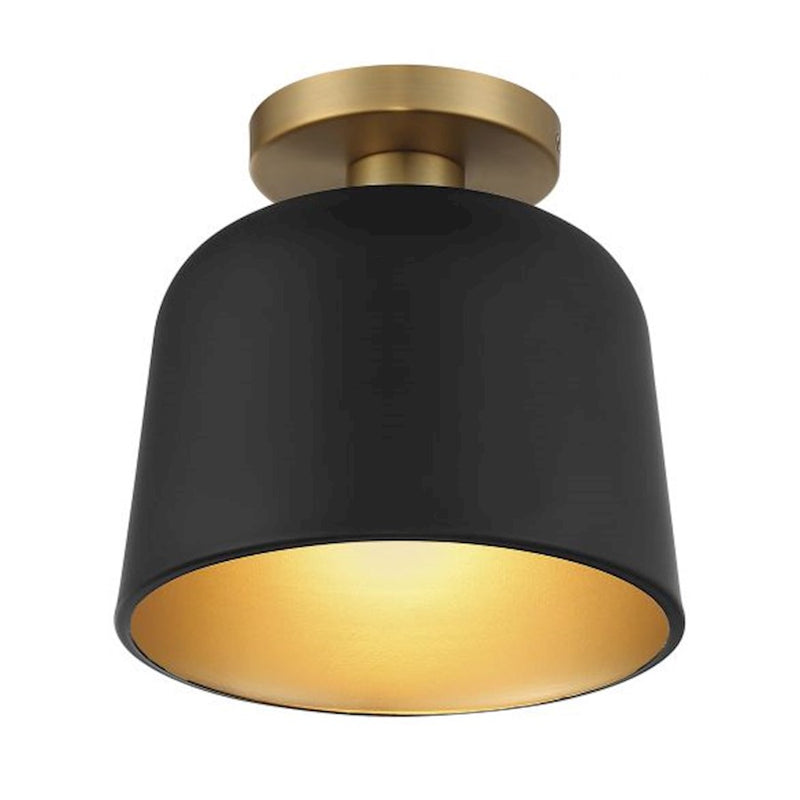 Savoy House 1-Light 9" Ceiling Light, Matte Black/Natural Brass