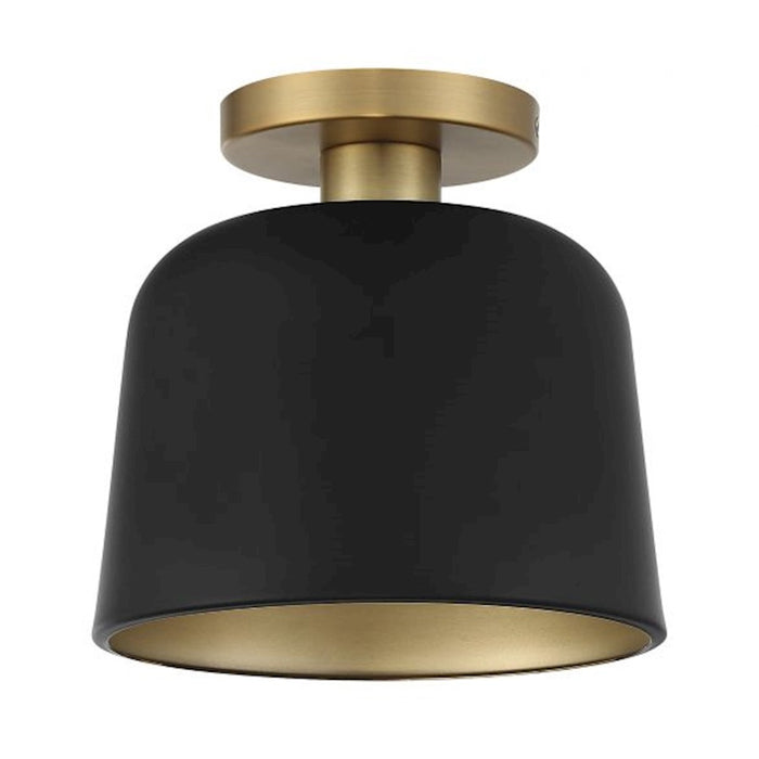 Savoy House 1-Light 9" Ceiling Light, Matte Black/Natural Brass