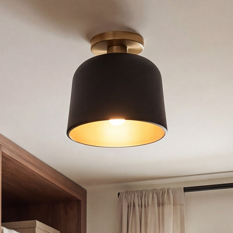 Savoy House 1-Light 9" Ceiling Light, Matte Black/Natural Brass