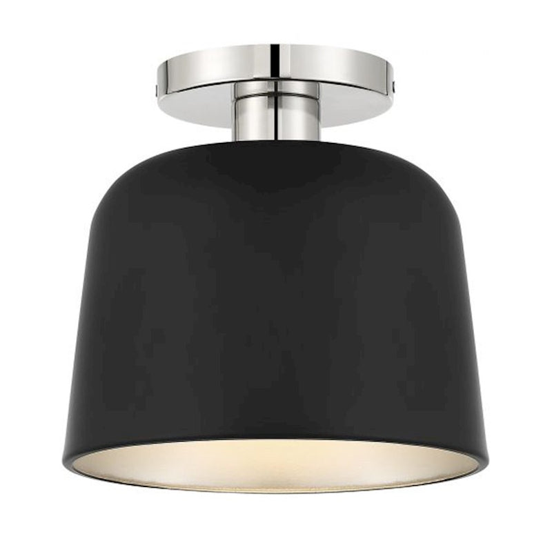 Savoy House 1-Light Ceiling Light, Matte Black/Polished Nickel