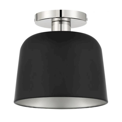 Savoy House 1-Light Ceiling Light, Matte Black/Polished Nickel