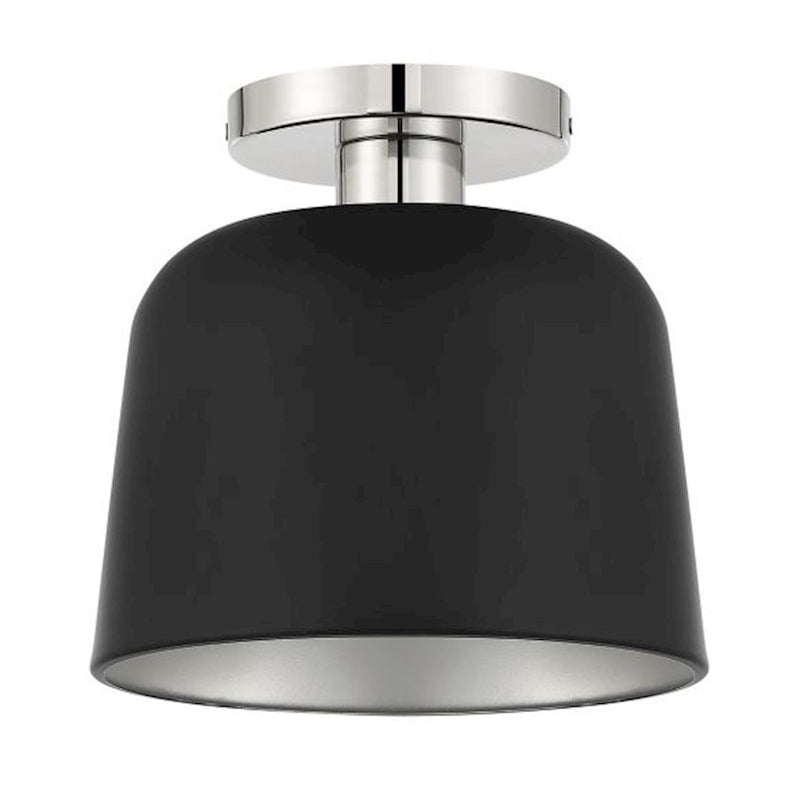 Savoy House 1-Light Ceiling Light, Matte Black/Polished Nickel