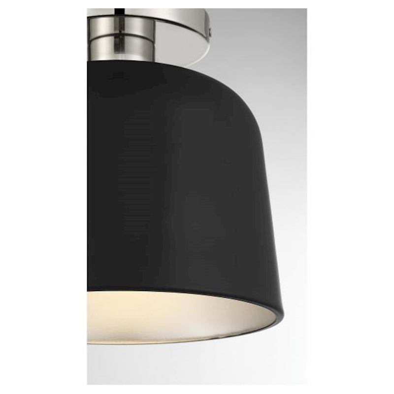 Savoy House 1-Light Ceiling Light, Matte Black/Polished Nickel