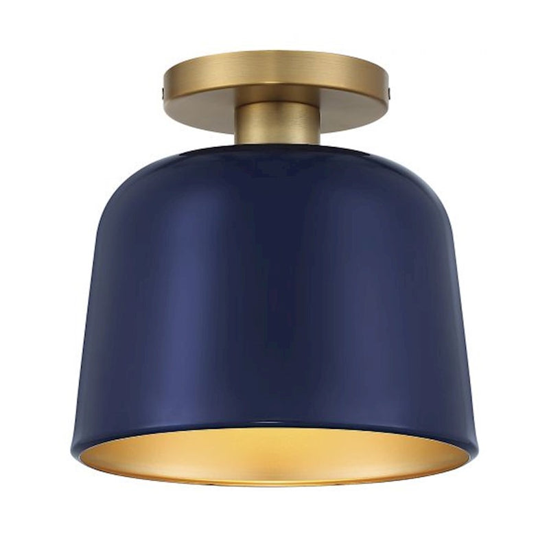 Savoy House 1-Light Ceiling Light, Navy Blue/Natural Brass