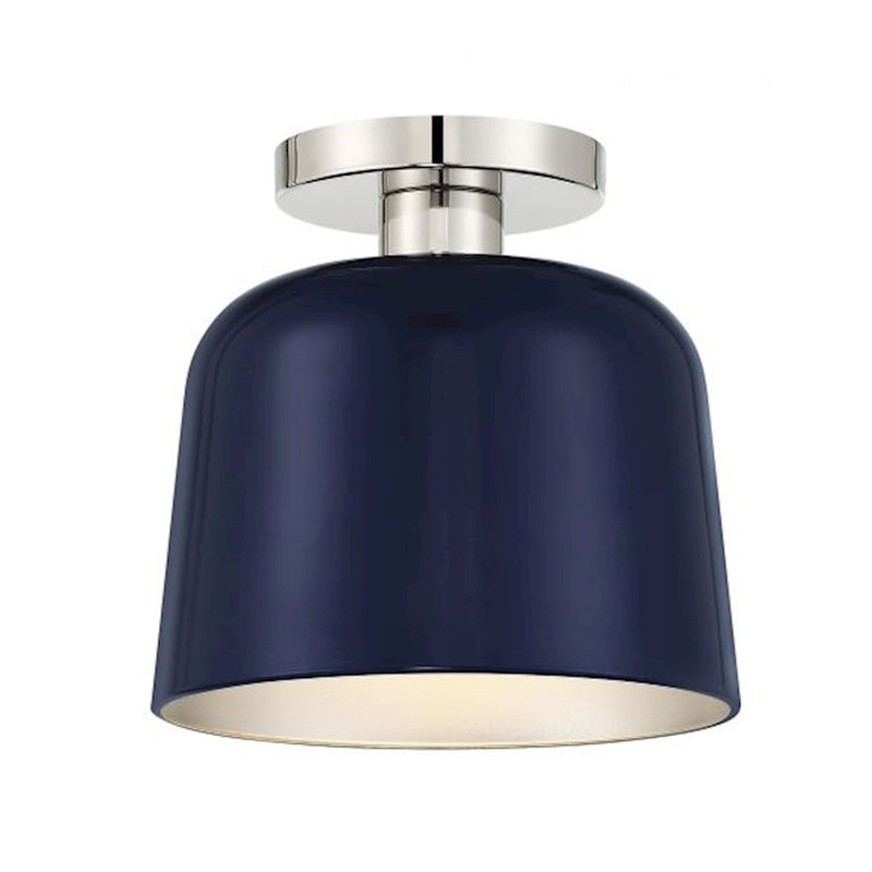 Savoy House 1-Light Ceiling Light, Navy Blue/Polished Nickel