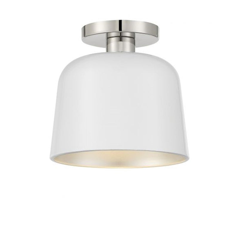 Savoy House 1-Light Ceiling Light, White/Polished Nickel