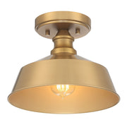 Savoy House 1-Light 10" Vintage Industrial Ceiling Light, Brass - M60068NB