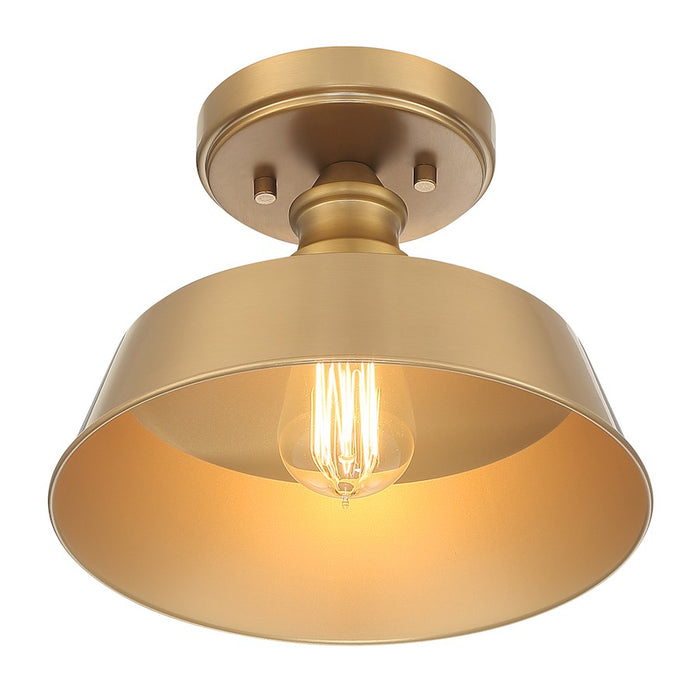 Savoy House 1-Light 10" Vintage Industrial Ceiling Light, Brass