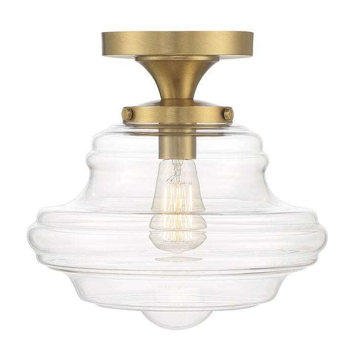 Savoy House 1-Light 12" Schoolhouse Ceiling Light, Natural Brass - M60069NB