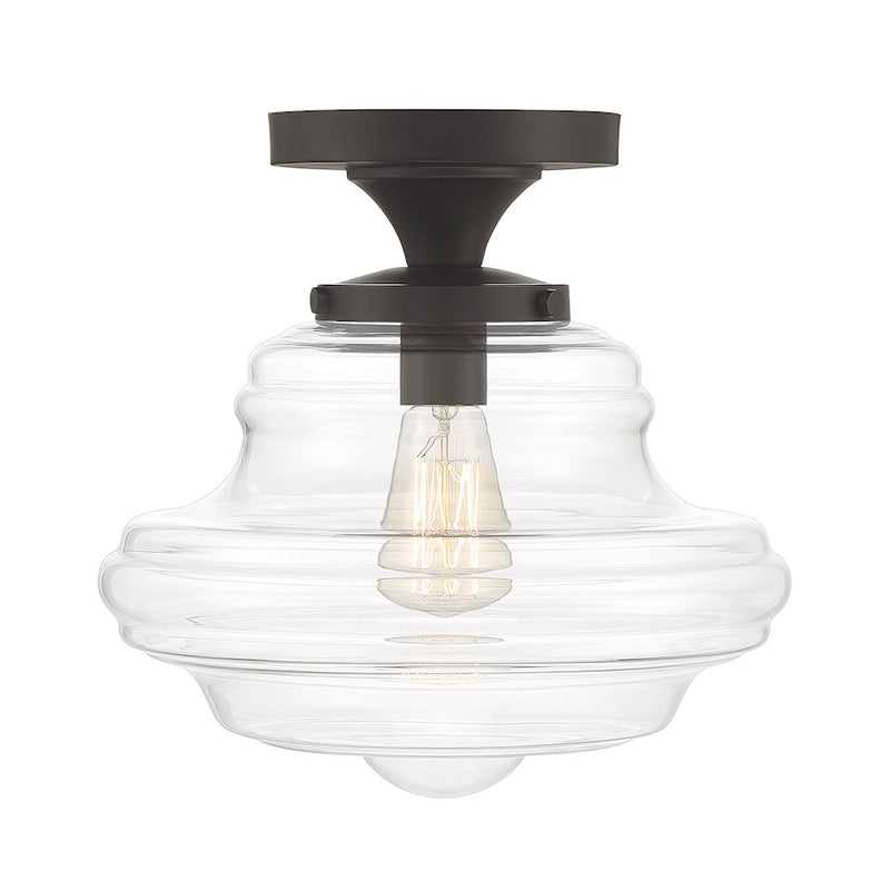 Meridian Vintage 1 Light Semi Flush Mount, Clear