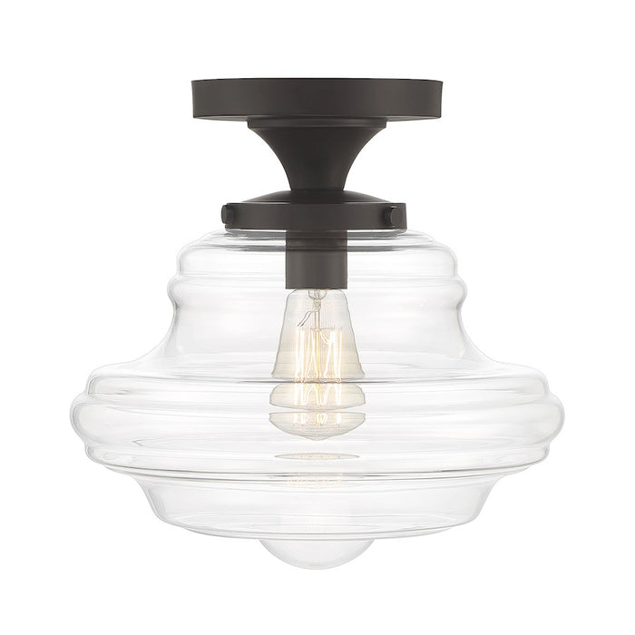 Meridian Vintage 1 Light Semi Flush Mount, Clear