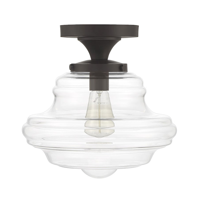 Meridian Vintage 1 Light Semi Flush Mount, Clear
