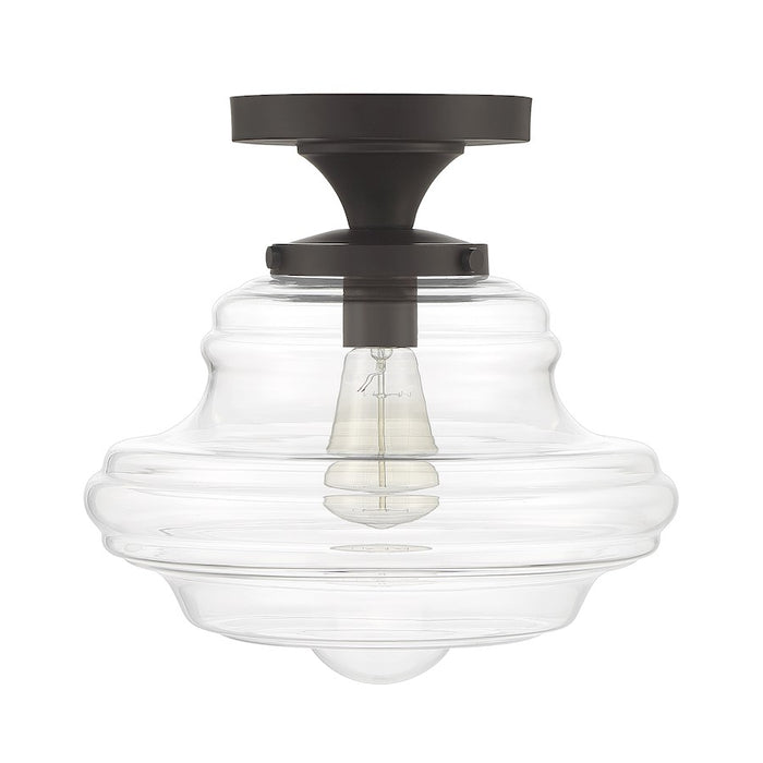 Meridian Vintage 1 Light Semi Flush Mount, Clear