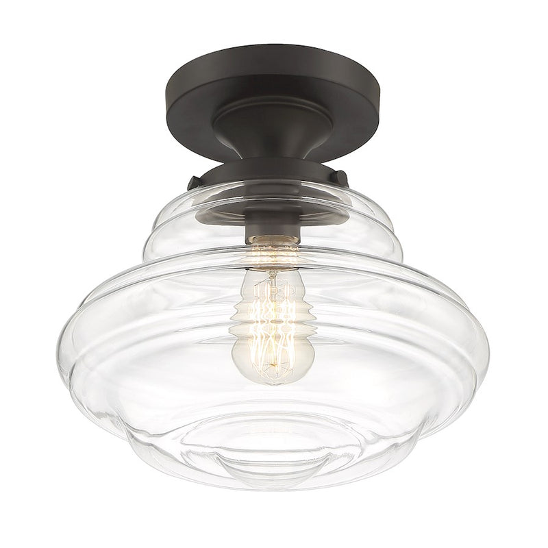 Meridian Vintage 1 Light Semi Flush Mount, Clear