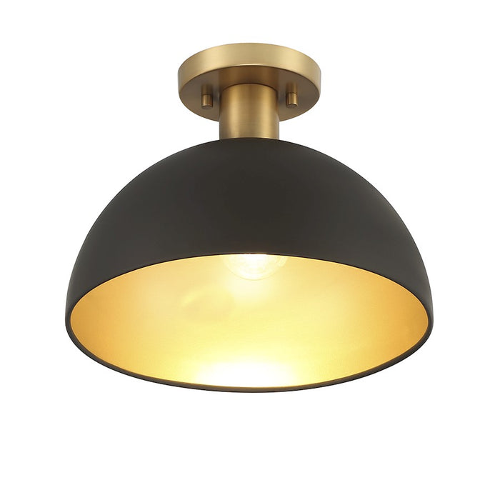 Savoy House 1-Light 12" Ceiling Light, Matte Black/Natural Brass