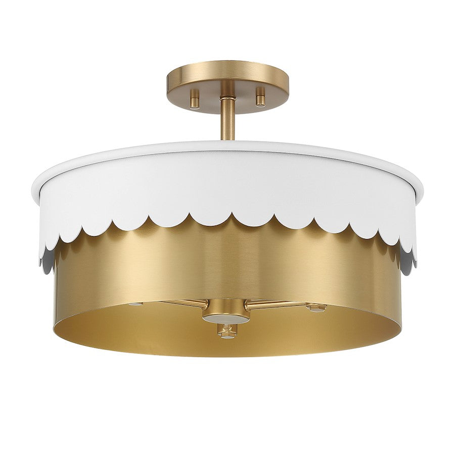 Savoy House 3-Light Ceiling Light, White/Natural Brass - M60072WHNB