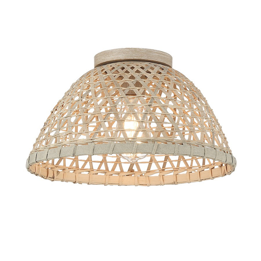 Savoy House 1-Light Ceiling Light, Matte Black/Natural Rattan - M60073NR