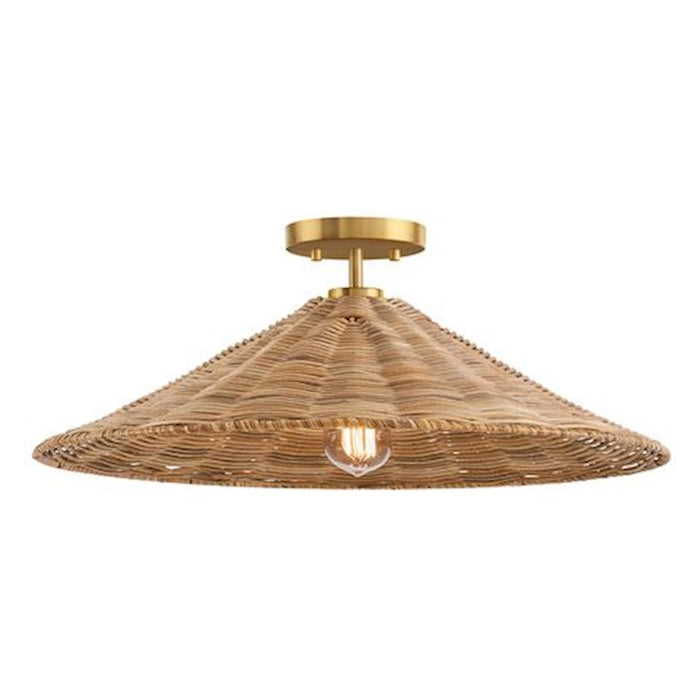 Meridian 1 Light Semi-Flush, Natural Brass