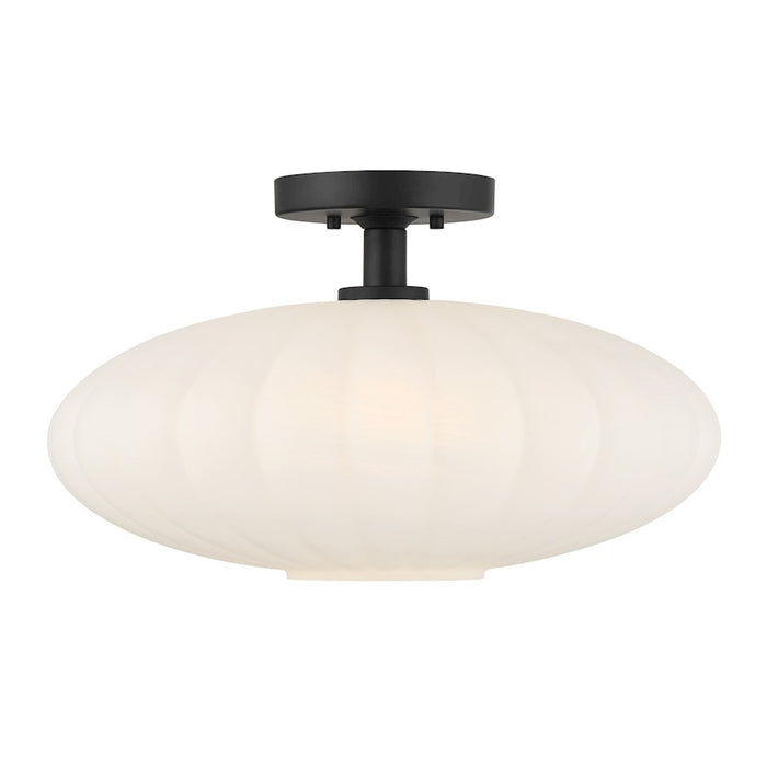 Savoy House Meridian 1Lt Ceiling Light, Black/White Strie - M60075MBK