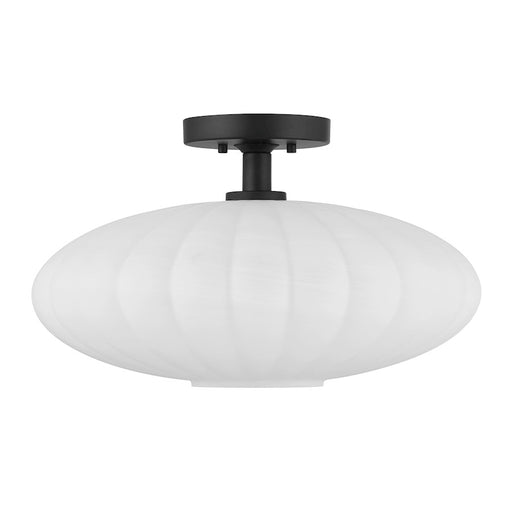 Savoy House Meridian 1Lt Ceiling Light, Black/White Strie