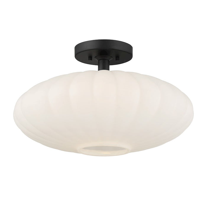 Savoy House Meridian 1Lt Ceiling Light, Black/White Strie